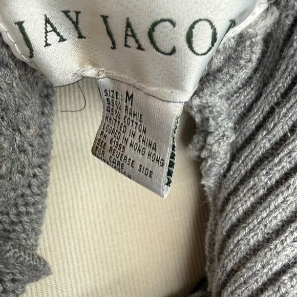 Jay Jacobs sweater Fair Isle Collared half zip knit grey sz M cotton Vtg 90s - Picture 7 of 7